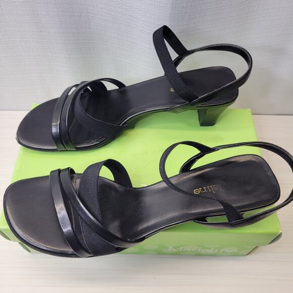 Madeline Stuart Scrabble Black Strappy Heeled Sandals, 9 - Picture 2 of 11
